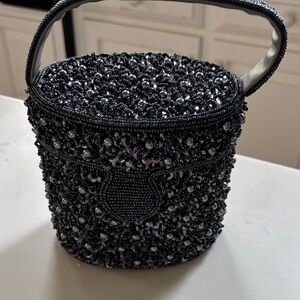 Elegant Black Beaded Women's Bag